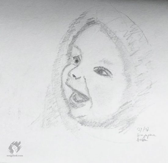 Baby's face - drawing