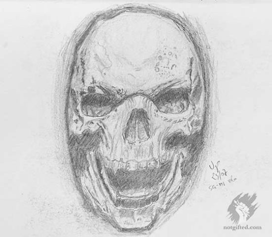 Happy skull drawing